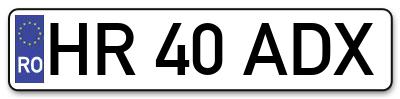 Placuta inmatriculare numar auto  HR-40-ADX, HR 40 ADX, HR40ADX