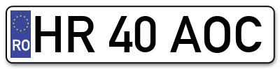 Placuta inmatriculare numar auto  HR-40-AOC, HR 40 AOC, HR40AOC
