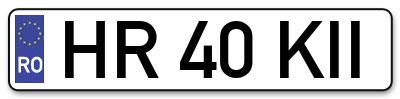 Placuta inmatriculare numar auto  HR-40-KII, HR 40 KII, HR40KII