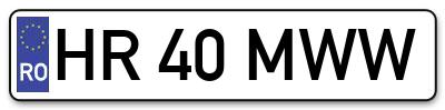 Placuta inmatriculare numar auto  HR-40-MWW, HR 40 MWW, HR40MWW