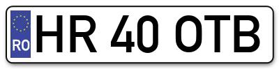 Placuta inmatriculare numar auto  HR-40-OTB, HR 40 OTB, HR40OTB