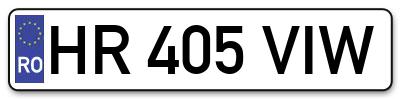 Placuta inmatriculare numar auto  HR-405-VIW, HR 405 VIW, HR405VIW