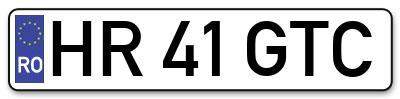 Placuta inmatriculare numar auto  HR-41-GTC, HR 41 GTC, HR41GTC