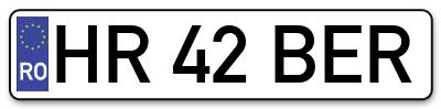 Placuta inmatriculare numar auto  HR-42-BER, HR 42 BER, HR42BER