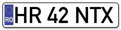 Placuta inmatriculare numar auto  HR-42-NTX, HR 42 NTX, HR42NTX