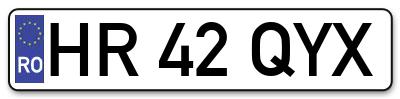 Placuta inmatriculare numar auto  HR-42-QYX, HR 42 QYX, HR42QYX