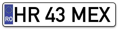 Placuta inmatriculare numar auto  HR-43-MEX, HR 43 MEX, HR43MEX