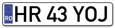 Placuta inmatriculare numar auto  HR-43-YOJ, HR 43 YOJ, HR43YOJ