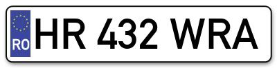 Placuta inmatriculare numar auto  HR-432-WRA, HR 432 WRA, HR432WRA