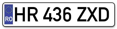 Placuta inmatriculare numar auto  HR-436-ZXD, HR 436 ZXD, HR436ZXD