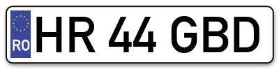 Placuta inmatriculare numar auto  HR-44-GBD, HR 44 GBD, HR44GBD