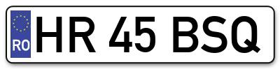 Placuta inmatriculare numar auto  HR-45-BSQ, HR 45 BSQ, HR45BSQ