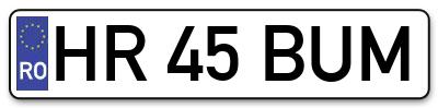 Placuta inmatriculare numar auto  HR-45-BUM, HR 45 BUM, HR45BUM