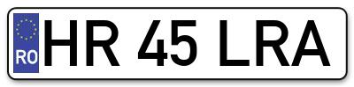 Placuta inmatriculare numar auto  HR-45-LRA, HR 45 LRA, HR45LRA