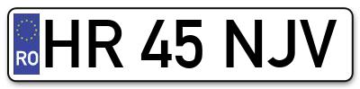 Placuta inmatriculare numar auto  HR-45-NJV, HR 45 NJV, HR45NJV