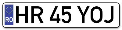 Placuta inmatriculare numar auto  HR-45-YOJ, HR 45 YOJ, HR45YOJ