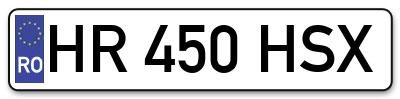 Placuta inmatriculare numar auto  HR-450-HSX, HR 450 HSX, HR450HSX
