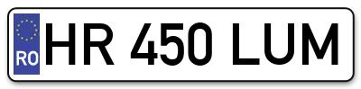 Placuta inmatriculare numar auto  HR-450-LUM, HR 450 LUM, HR450LUM