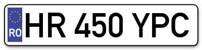 Placuta inmatriculare numar auto  HR-450-YPC, HR 450 YPC, HR450YPC