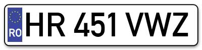 Placuta inmatriculare numar auto  HR-451-VWZ, HR 451 VWZ, HR451VWZ