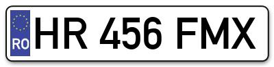 Placuta inmatriculare numar auto  HR-456-FMX, HR 456 FMX, HR456FMX