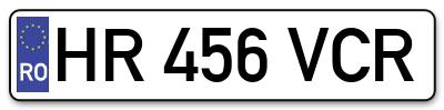 Placuta inmatriculare numar auto  HR-456-VCR, HR 456 VCR, HR456VCR