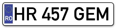 Placuta inmatriculare numar auto  HR-457-GEM, HR 457 GEM, HR457GEM