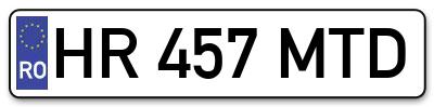 Placuta inmatriculare numar auto  HR-457-MTD, HR 457 MTD, HR457MTD