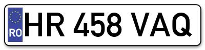 Placuta inmatriculare numar auto  HR-458-VAQ, HR 458 VAQ, HR458VAQ