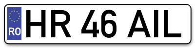 Placuta inmatriculare numar auto  HR-46-AIL, HR 46 AIL, HR46AIL