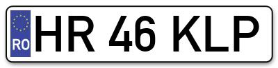 Placuta inmatriculare numar auto  HR-46-KLP, HR 46 KLP, HR46KLP