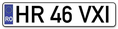 Placuta inmatriculare numar auto  HR-46-VXI, HR 46 VXI, HR46VXI