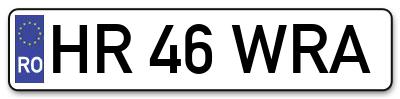 Placuta inmatriculare numar auto  HR-46-WRA, HR 46 WRA, HR46WRA