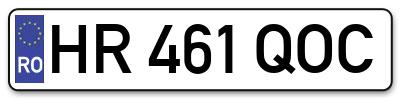 Placuta inmatriculare numar auto  HR-461-QOC, HR 461 QOC, HR461QOC