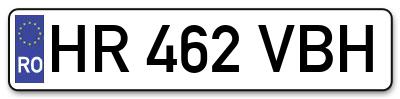 Placuta inmatriculare numar auto  HR-462-VBH, HR 462 VBH, HR462VBH