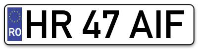Placuta inmatriculare numar auto  HR-47-AIF, HR 47 AIF, HR47AIF