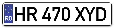 Placuta inmatriculare numar auto  HR-470-XYD, HR 470 XYD, HR470XYD