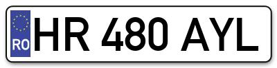 Placuta inmatriculare numar auto  HR-480-AYL, HR 480 AYL, HR480AYL