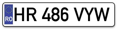 Placuta inmatriculare numar auto  HR-486-VYW, HR 486 VYW, HR486VYW