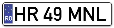 Placuta inmatriculare numar auto  HR-49-MNL, HR 49 MNL, HR49MNL