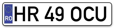 Placuta inmatriculare numar auto  HR-49-OCU, HR 49 OCU, HR49OCU