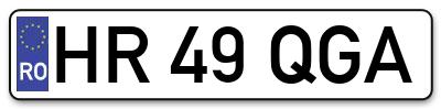 Placuta inmatriculare numar auto  HR-49-QGA, HR 49 QGA, HR49QGA