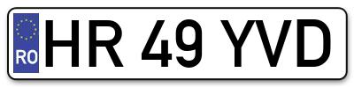Placuta inmatriculare numar auto  HR-49-YVD, HR 49 YVD, HR49YVD