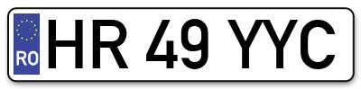 Placuta inmatriculare numar auto  HR-49-YYC, HR 49 YYC, HR49YYC