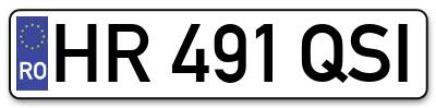 Placuta inmatriculare numar auto  HR-491-QSI, HR 491 QSI, HR491QSI