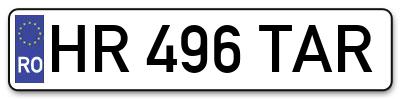 Placuta inmatriculare numar auto  HR-496-TAR, HR 496 TAR, HR496TAR