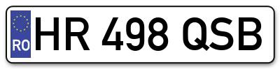 Placuta inmatriculare numar auto  HR-498-QSB, HR 498 QSB, HR498QSB