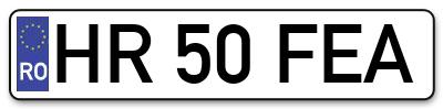 Placuta inmatriculare numar auto  HR-50-FEA, HR 50 FEA, HR50FEA