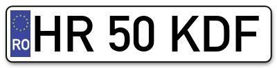 Placuta inmatriculare numar auto  HR-50-KDF, HR 50 KDF, HR50KDF