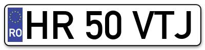 Placuta inmatriculare numar auto  HR-50-VTJ, HR 50 VTJ, HR50VTJ